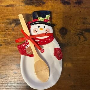 Festive Snowman Serving Set with Spoon